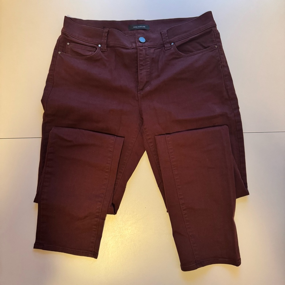 Ann Taylor Burgundy Skinny Pants